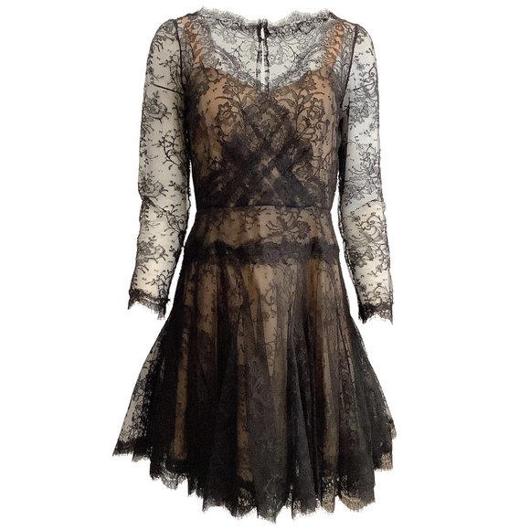 Oscar De La Renta Dresses Oscar De La Renta Black Lace Longsleeve oscar-de-la-renta-dresses-oscar-de-la-renta-black-lace-longsleeve
